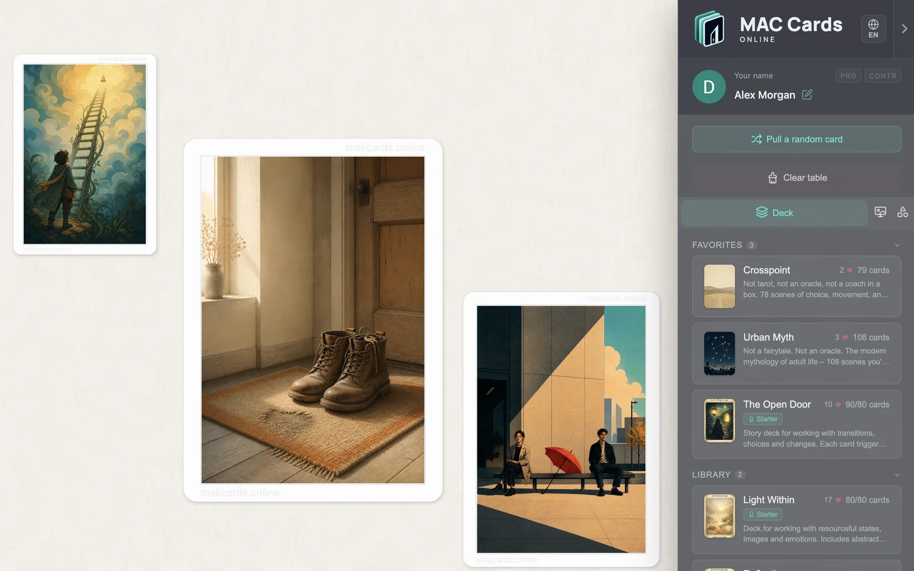 MAC Cards Online platform screenshot