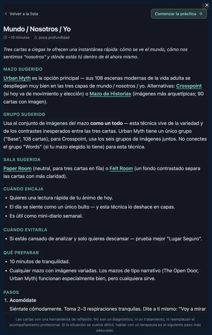 Técnica abierta con condiciones y pasos en Self-Work Navigator