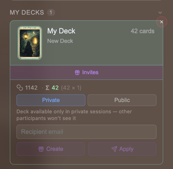 Invite code dialog — choosing Private or Public access