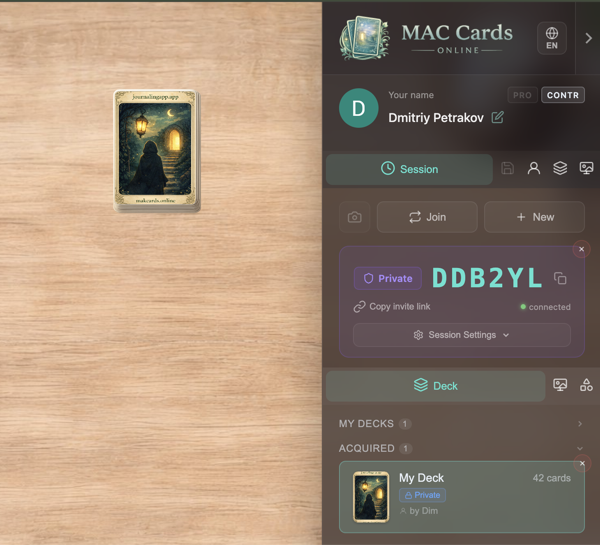 Deck activated — ready to use on the canvas